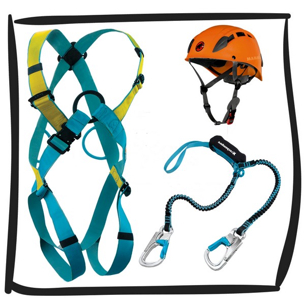 The rental of the ferrata set contains all the necessary elements for a safe climb on via Ferrata.