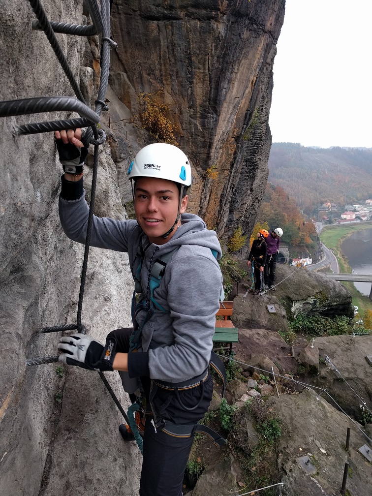 Climber on the Via Ferrata